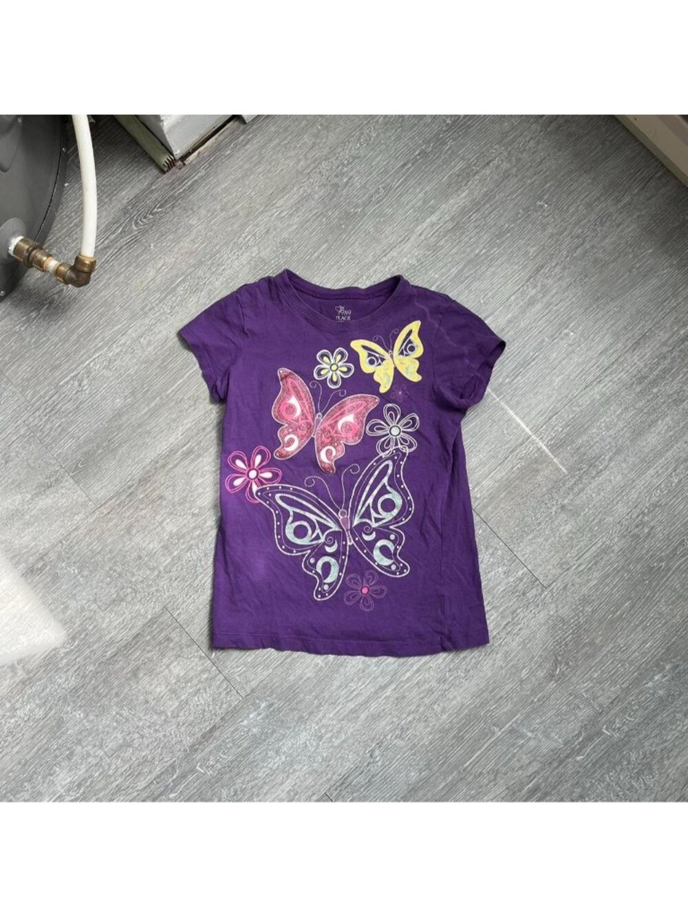 Purple / Multicoloured Graphic Butterfly Y2K Baby Tee / T-Shirt